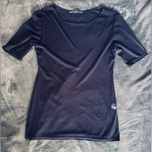 Sheer Potter's Pot Navy Short Sleeve Top